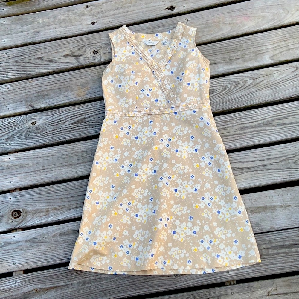 LL Bean Floral Linen Dress Size 8